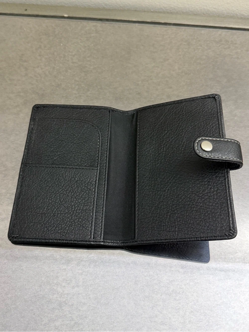 Kiko Black Textured Leather Card & Passport Holder with Snap Closure